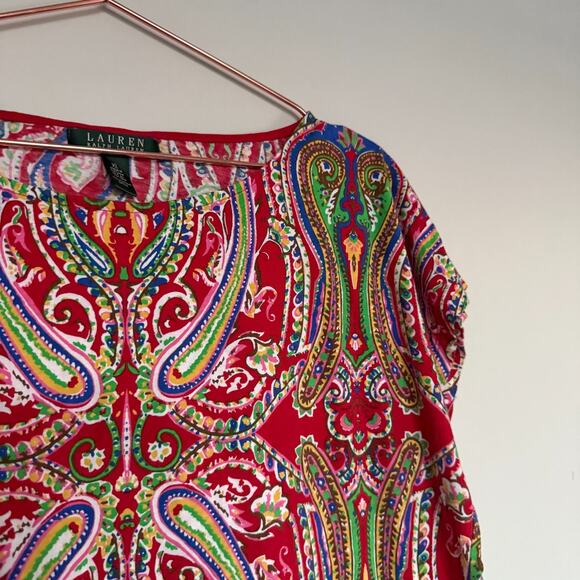 Lauren Ralph Lauren Womens Paisley Top XL Colorful Feminine Quiet Luxury Boho - Picture 3 of 5